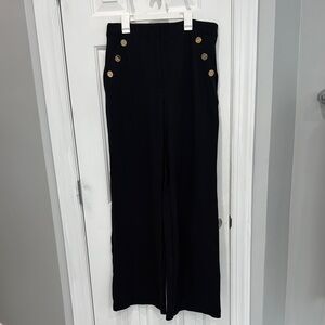 Spanx Black Wide-Leg Pants with Gold Buttons